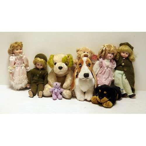 339 - GUND teddy bear, dolls and other soft toys (1 box)