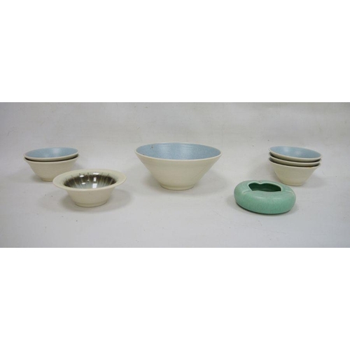 34 - Royal Lancastrian set of five stoneware bowls, one larger, Royal Lancastrian small bowl and Royal La... 