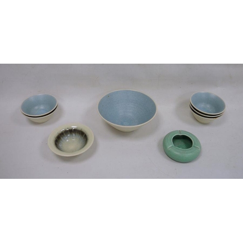 34 - Royal Lancastrian set of five stoneware bowls, one larger, Royal Lancastrian small bowl and Royal La... 