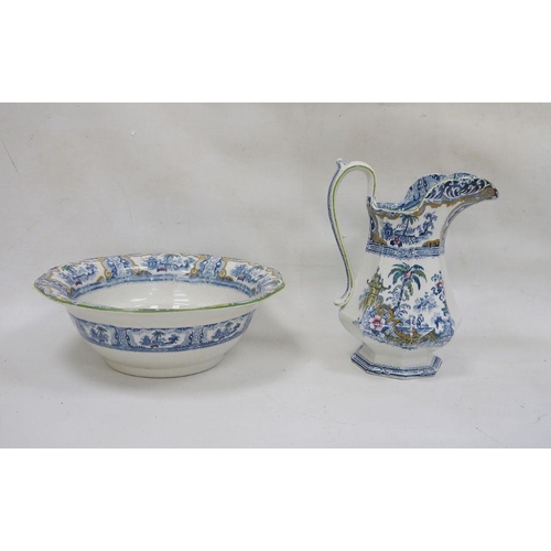 35 - 19th century Tunstall made for Heal & Son of London wash basin and jug with transfer-printed decorat... 