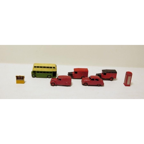 360 - Quantity of loose diecast Dinky toys to include 2 x Royal Mail vans, green and brown double-decker b... 