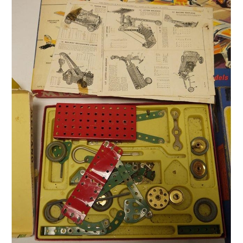 398 - Hornby Dublo electric train part set, boxed, two Meccano outfits No.1, boxed, two Meccano airport se... 