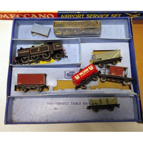 398 - Hornby Dublo electric train part set, boxed, two Meccano outfits No.1, boxed, two Meccano airport se... 