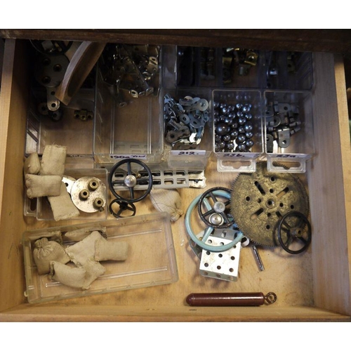 420 - Large quantity of Meccano, loose in two wooden collectors cabinets