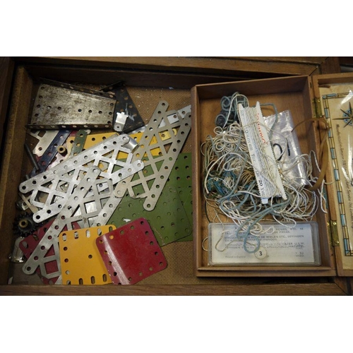 420 - Large quantity of Meccano, loose in two wooden collectors cabinets