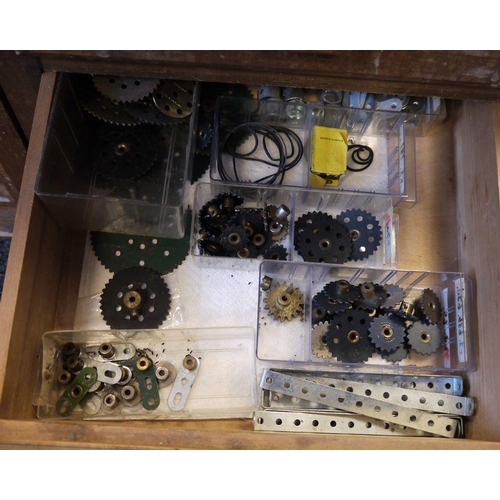 420 - Large quantity of Meccano, loose in two wooden collectors cabinets