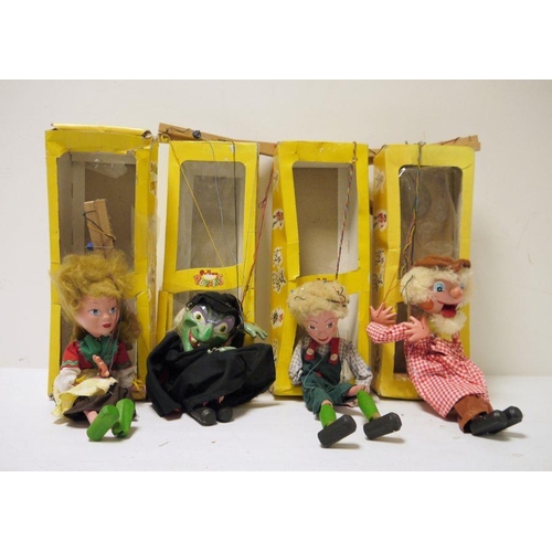 438 - Four Pelham Puppets, boxed 'Hansel', 'Gretel', 'Wicked Witch' and 'Farmer' (4)