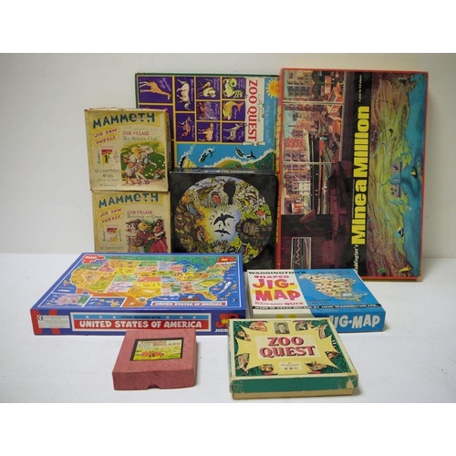 447 - A quantity of jig-saw puzzles and games to include Mammoth Jig-Saw, 'Picture Puzzle Map United State... 