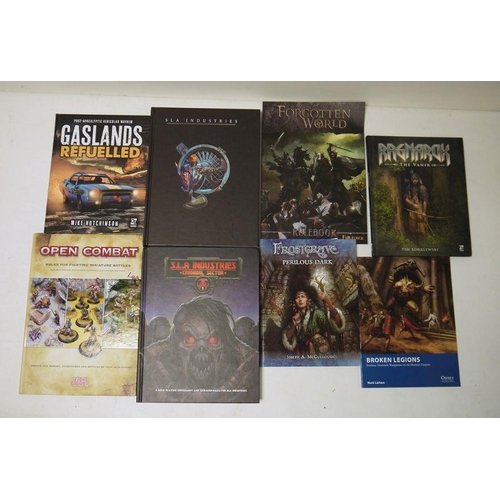 458 - Various wargaming books to include:

 - Broken Legions rulebook 

 - Forgotten world rulebook  

 - ... 