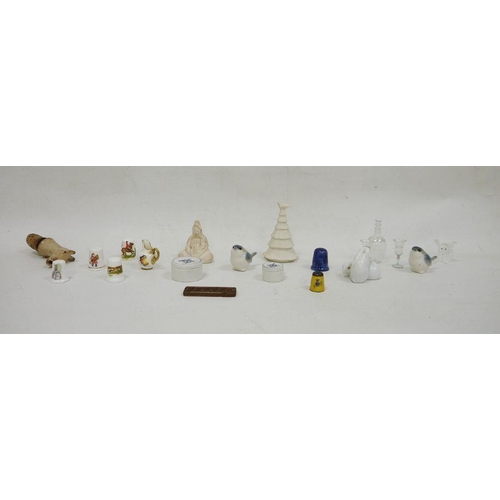 48 - Assorted decorated glass and china wares to include miniature bird models, small Royal Copenhagen pa... 