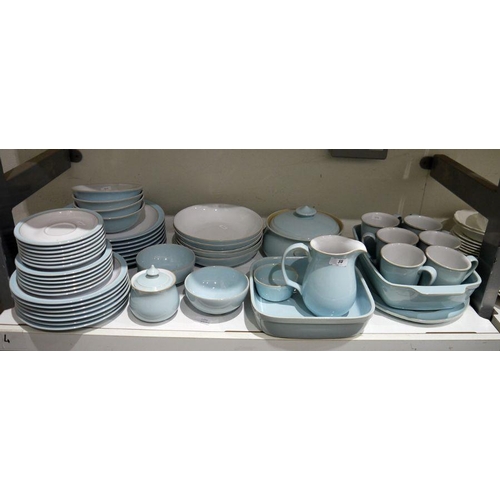 59 - Denby stoneware eggshell blue and white glazed dinner and tea service