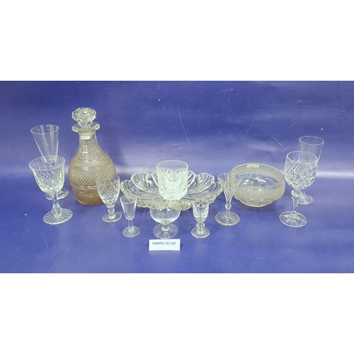 79 - Six Webb Corbett cut sherry glasses, Victorian cut glass decanter, various stemware and two cut glas... 