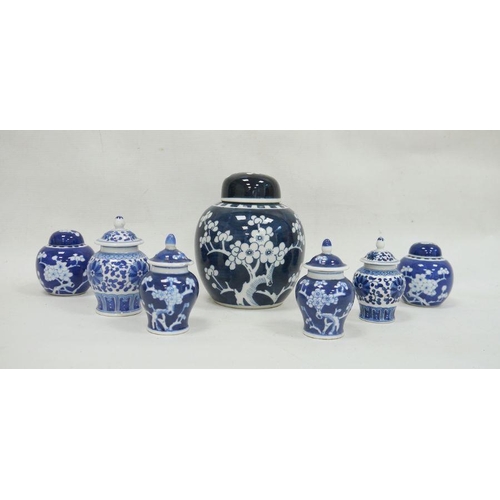 91 - Seven assorted Chinese ginger jars, one large and six smaller (7)