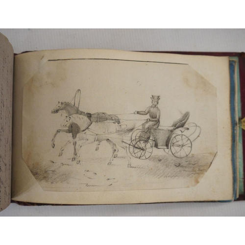 118 - Mid 19th century scrap / sketch book with poems, watercolours, drawings, prints, etc, earliest date ... 