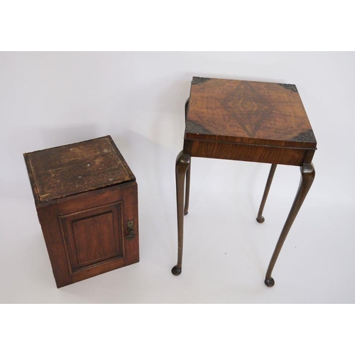 2 - 20th century walnut side table, the square top with carved corners, raised on cabriole legs and a si... 