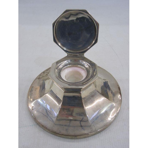 211 - Silver and weighted capstan inkwell, Birmingham 1932