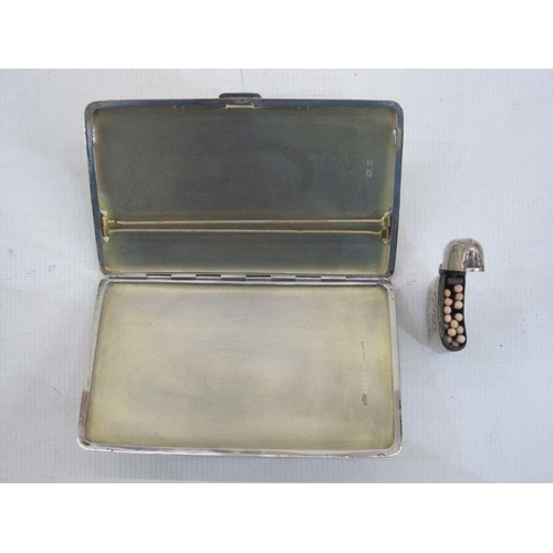 213 - Engine-turned silver cigarette case by Asprey, London 1963 and a silver vesta case engraved with ini... 