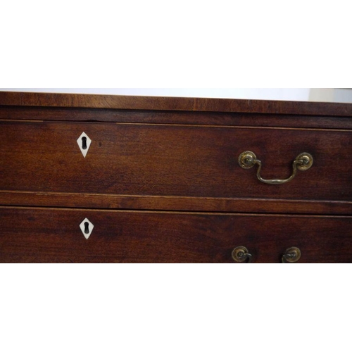 23 - 19th century mahogany cross-banded and boxwood strung chest of four long graduated drawers, brass sw... 