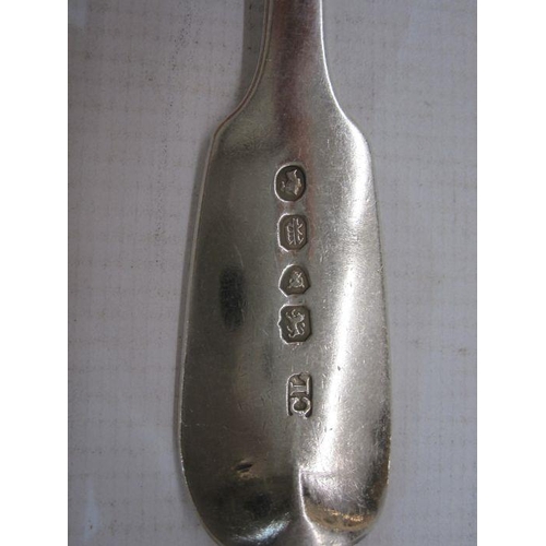 271 - George IV provincial silver fiddle pattern dessert spoon by George Turner, Exeter 1827 and five othe... 