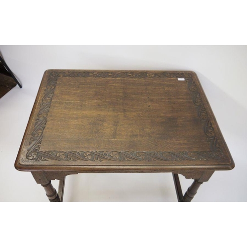 3 - 18th century and later oak table, the rectangular top with moulded edge and rounded corners, carved ... 