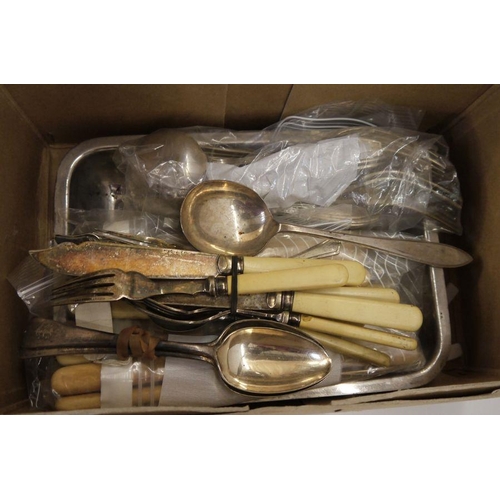 302 - Six copper jelly moulds, three pewter plates and assorted EPNS flatware