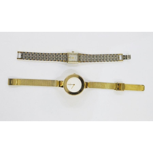 316 - Gent's Danish Obaku gilt steel wristwatch with plain white dial, no numerals, flexible mesh strap an... 