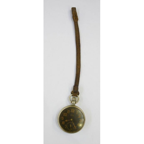 317 - Rolex WWI military issue open-faced pocket watch, no.A13035 with black dial, Arabic numerals, subsid... 