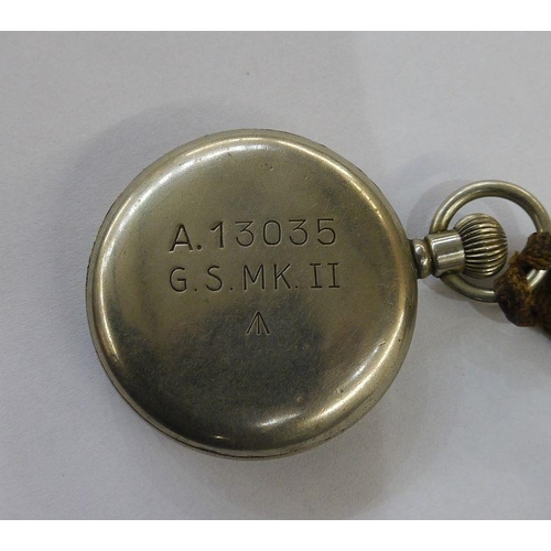 317 - Rolex WWI military issue open-faced pocket watch, no.A13035 with black dial, Arabic numerals, subsid... 