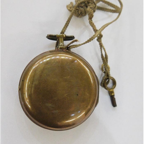 334 - George III copper and metal pair-cased pocket watch, having white enamel dial, Arabic numerals, the ... 