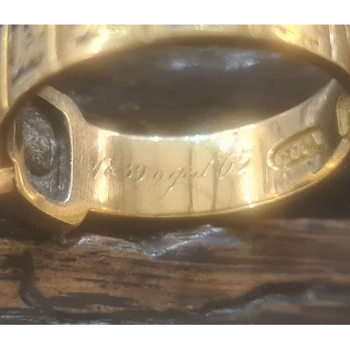 374 - Early Victorian gold, diamond and black enamel memorial ring with inscription (worn to reverse), set... 