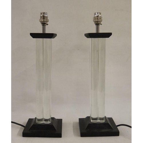 38 - Pair of modern table lamps by David Hunt Lighting Ltd, in clear perspex quatrefoil section columns, ... 