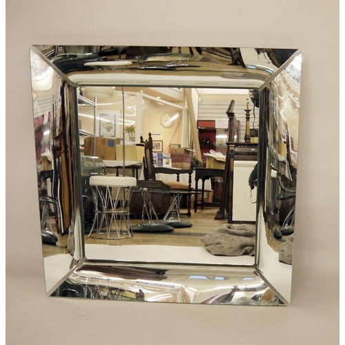 40 - Philippe Starck square plate mirror in a mirrored cushion frame, signed Starck, 105cm