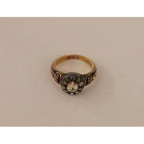 413 - Antique 18ct gold Georgian diamond ring, old cut diamond to the centre, 0.75ct approx. with diamond ... 