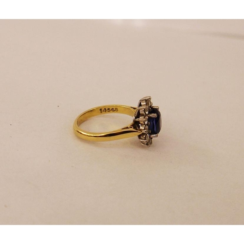 415 - 18ct gold, sapphire and diamond ring set central oval sapphire, 8mm x 5mm approx. 2.04ct approx., to... 