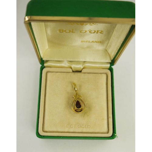 443 - 18ct gold, diamond and citrine cluster drop pendant, 2.5g approx. in total