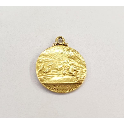 478 - Cartier gold-coloured metal St Christopher, marked 'Cartier Made in France', 1.8g approx.