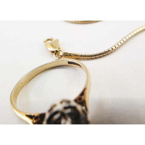 483 - 18ct gold snake-pattern chain necklace, 7.9g approx, a gold and white stone solitaire ring, pair of ... 