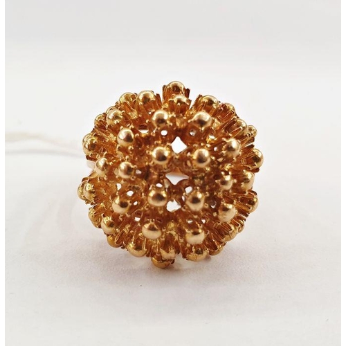 485A - Gold ring of flowerhead design with wirework shank, unmarked, tested 18ct, approx. 11g