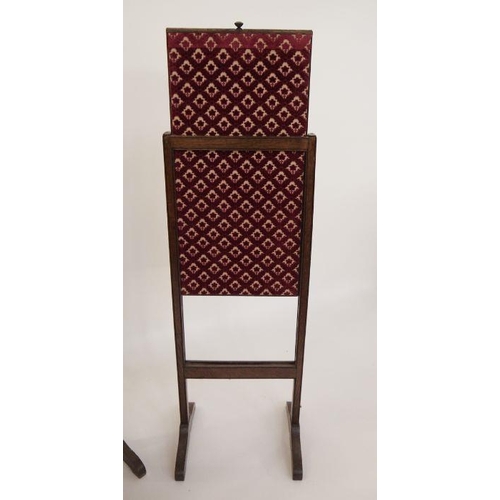 5 - Pair of oak-framed firescreens with pull-up red velvet screen (2)