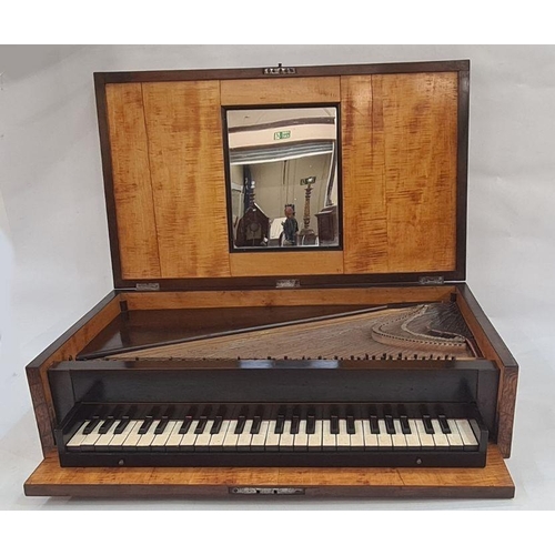 66 - 19th century figured wood and satinwood miniature piano (travelling spinet) given by Caroline Murat,... 