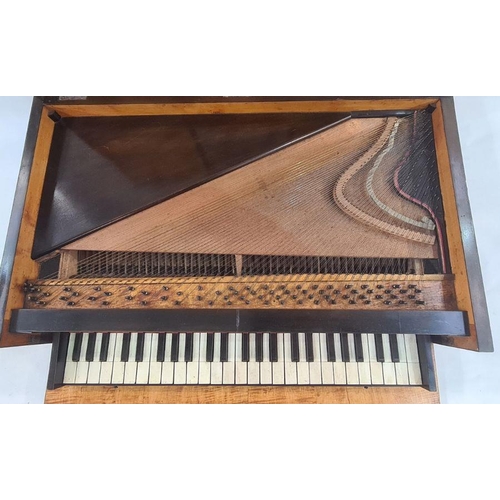 66 - 19th century figured wood and satinwood miniature piano (travelling spinet) given by Caroline Murat,... 