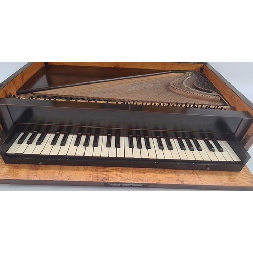 66 - 19th century figured wood and satinwood miniature piano (travelling spinet) given by Caroline Murat,... 