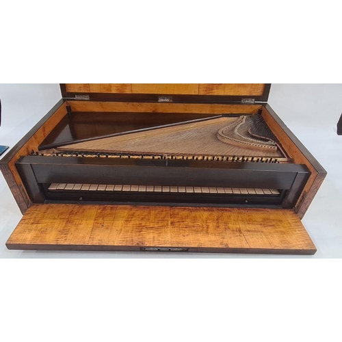 66 - 19th century figured wood and satinwood miniature piano (travelling spinet) given by Caroline Murat,... 