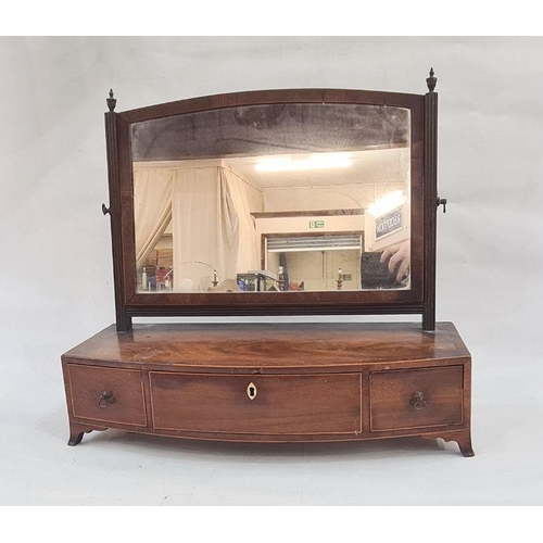 71 - 19th century mahogany dressing table mirror, the arched top plate glass surrounded by reeded columns... 