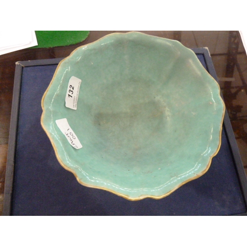 132 - Chinese bowl having everted ogee moulded rim, turquoise interior and painted exterior with figures a... 