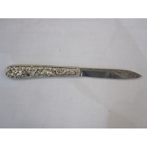 253A - Silver folding fruit knife with ornate handle