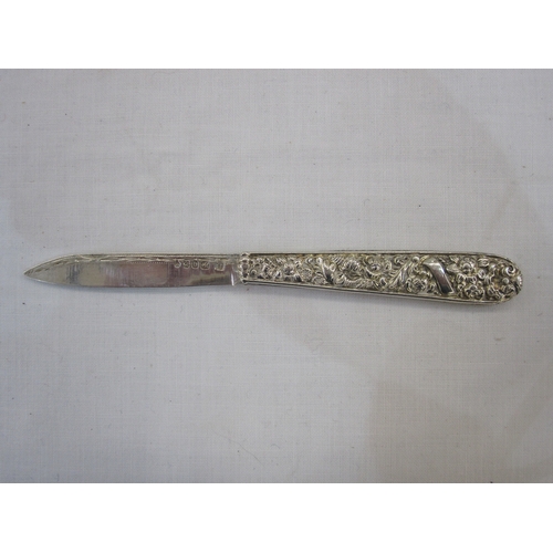 253A - Silver folding fruit knife with ornate handle