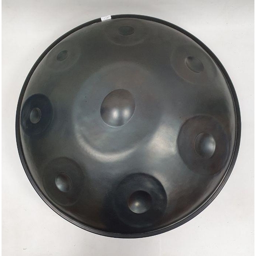 133 - A steel handpan drum by Leigh Tolson of Stroud, tuned in the key of D minor, circular and elliptical... 