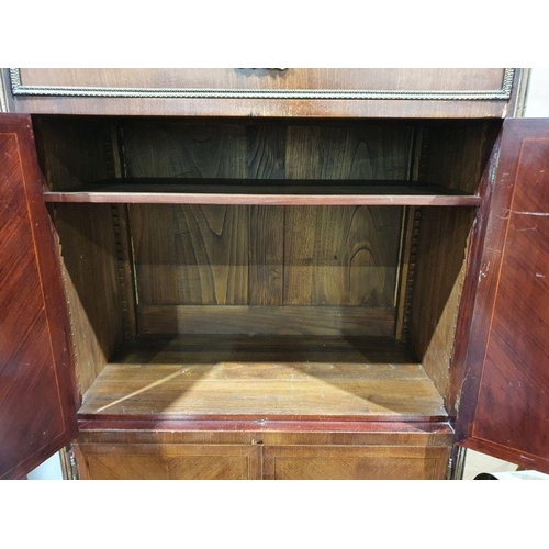 1395 - Continental empire-style cabinet, the marble top above single drawer and two pair of cupboard doors,... 