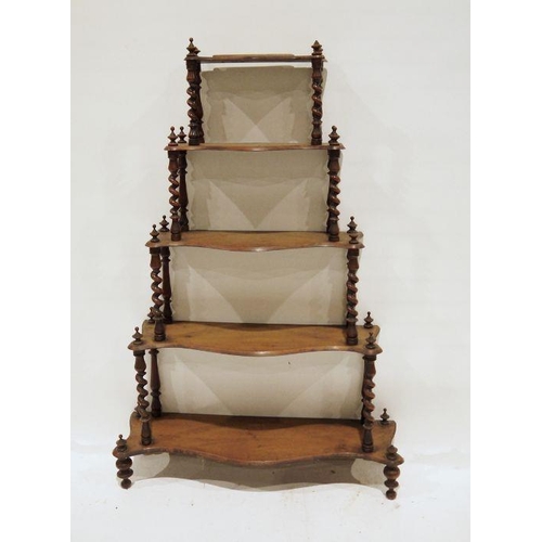 1398 - Victorian walnut five-tier whatnot